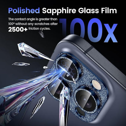 Tensea for iPhone 16 Pro/iPhone 16 Pro Max/iPhone 15 Pro/iPhone 15 Pro Max Camera Lens Protector, Metal Aluminum Alloy Tempered Glass Cover Camera Screen Protector Accessories, Case Friendly
