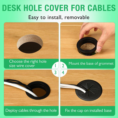 EASYEAH 5 Pcs Desk Grommet 2" / 50 mm, Desk Hole Cover for Cables Brown, Cable Grommet ABS Plastic, Desk Hole Grommet for Home & Office Pc, Detachable Cable Cord Organizer