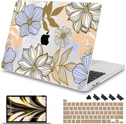 Mektron Case for MacBook Pro 16 Inch A2141 Cover 2019 Release 16" with Liquid Retina Display/Touch ID, Plastic Hard Shell with Keyboard Skin & Screen Protector & Dust Plug, Abstract Floral