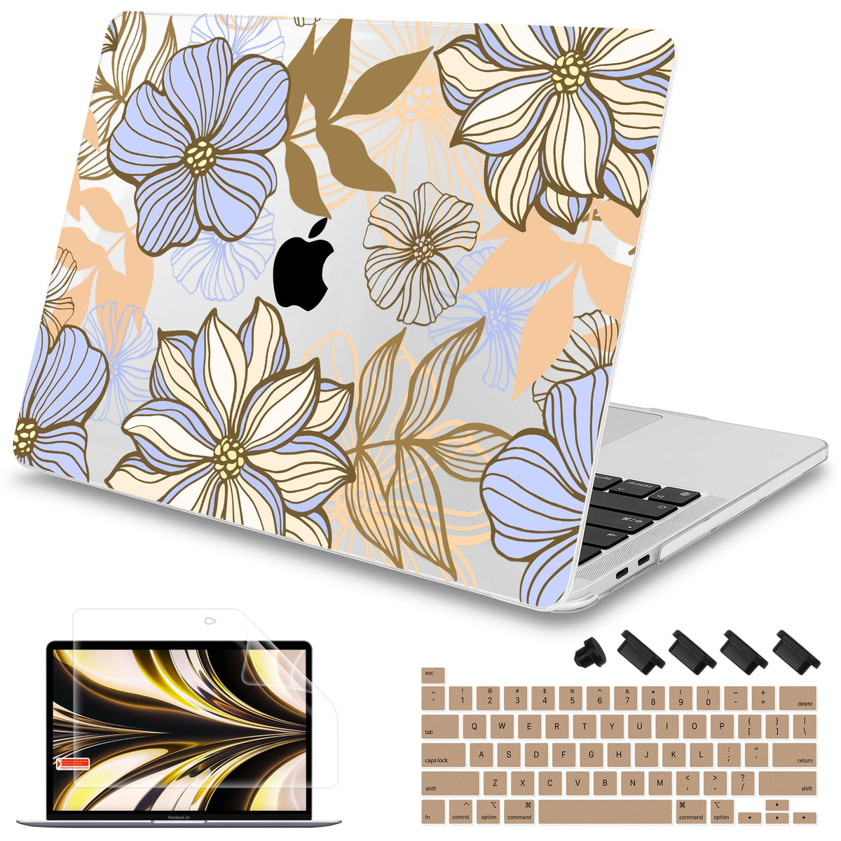 Mektron Designed Case for MacBook Pro 16 Inch A2141 Cover 2019 Release 16" with Liquid Retina Display/Touch ID, Plastic Hard Shell with Keyboard Skin & Screen Protector, Butterfly Flower C077