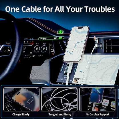 4 in 1 Charging Cable 5FT -MAX 66W Fast Charging Multi Charging Cable for All Devices, USB A/C to C/Lightning Cable Multiple iPhone Charger Cord for iPhone 16/15/14/13/iPad/Android/Tablets and More