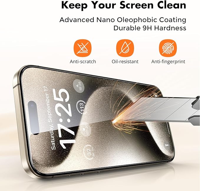UNBREAKcable Screen Protector for iPhone 15 Pro,Shatterproof Tempered Glass [Easy Installation Frame] [Lasting Protection] [Smooth Touch] [9H Hardness] [Case Friendly] for Apple 6.1”-2 Pack
