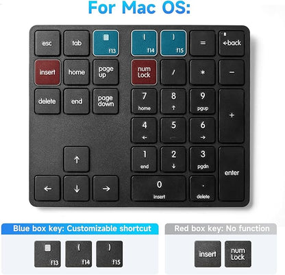 havit Wireless Number Pad for Laptop, Fully Compatible with Mac OS, iPad, Windows, and Android Devices – 2.4G Rechargeable 34-Key Numeric Keypad