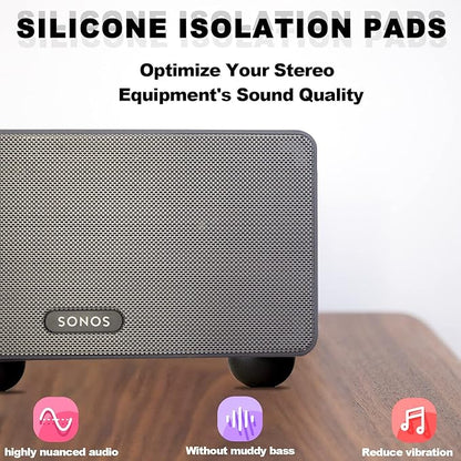 1.25" Silicone Hemisphere Bumpers Isolation Feet Rubber Non-Skid Speaker Pads with Adhesive Record Player Isolation Pads for Small Speaker Spikes,Turntable,Amplifiers, Subwoofer,Monitors,Decks 16 PCS