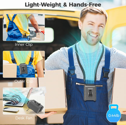 Portable Mini Waist Fan - Rechargeable Clip on Belt Wearable Body Fan, Max 20H Cooling,5 Speeds 16000RPM Turbo Hands-Free Under-Shirt Neck Fan for Outdoor Jobsite Camping Traveling