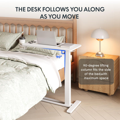 FLEXISPOT H7 28" Pneumatic Height-Adjustable Overbed Table with Wheels