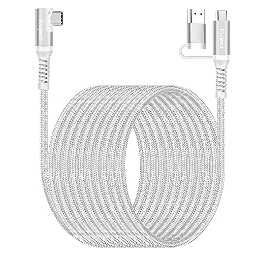 Kuject Link Cable 16FT Compatible for Quest 3S/3, Quest 2/Pro, Pico 4, Nylon Braided Accessories for Rift S/Steam VR Games, USB 3.0 Type C to C High Speed Data Transfer Charging Cord for Gaming PC