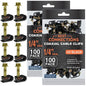 BEST CONNECTIONS Coaxial Cable Clips with Pre-Inserted Screw (200 Pack) – Black Single Cable Mounting Clamps for Coax Cable (RG6, RG59) and Ethernet Cable – Cord Fastener/Strain Relief Clip