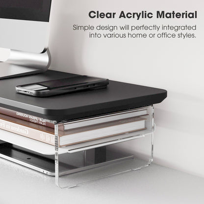 Fenge 42.5" Dual Monitor Stand with Clear Acrylic Legs, Black