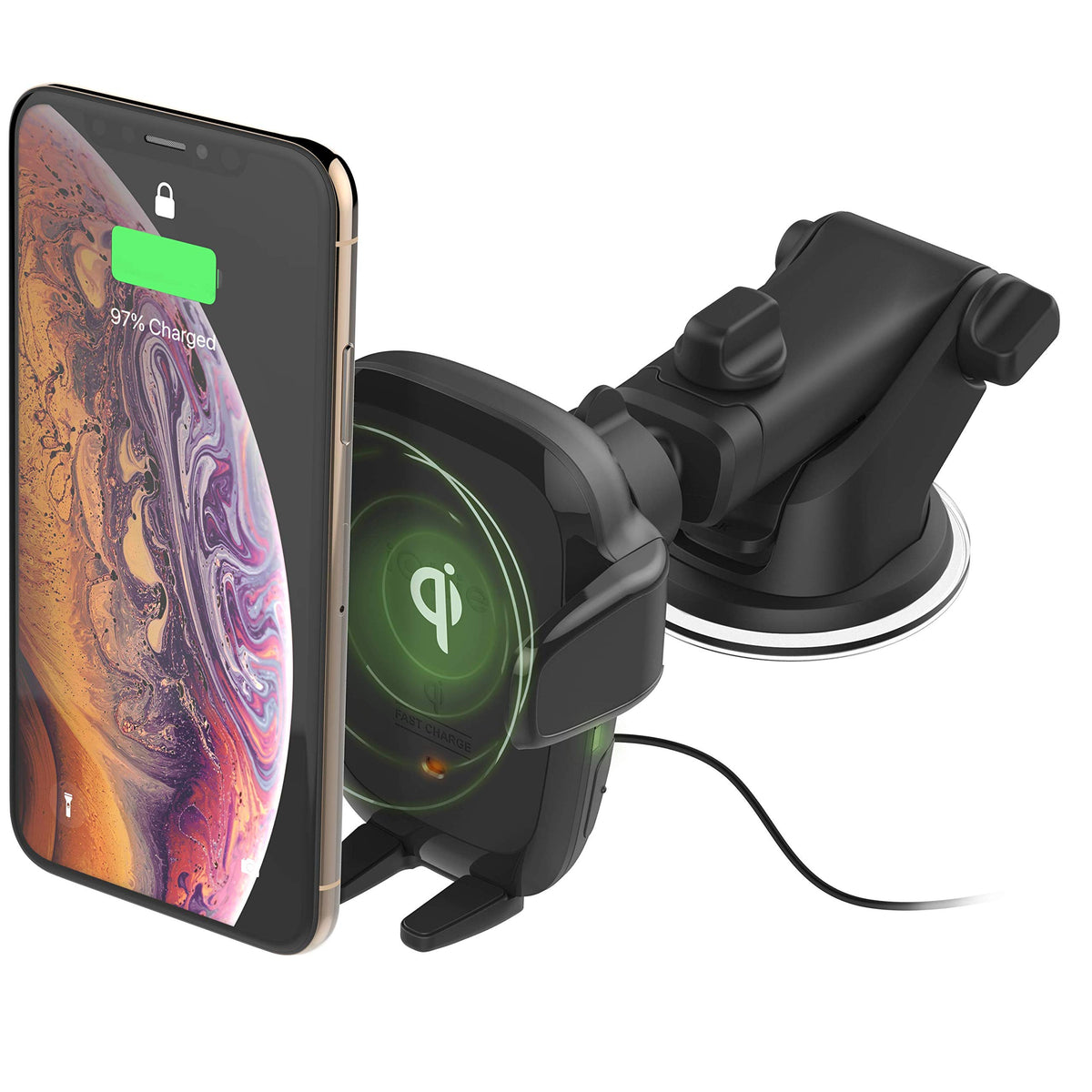 iOttie Auto Sense Qi Wireless Car Charger - Automatic Clamping Dashboard Phone Mount with Wireless Charging for iPhone, Samsung Galaxy, Google Pixel, Huawei, LG, and Other Smartphones