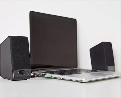 Amazon Basics USB-Powered Computer Speakers for Desktop or Laptop PC with Volume Control, Plug-N-Play, Black
