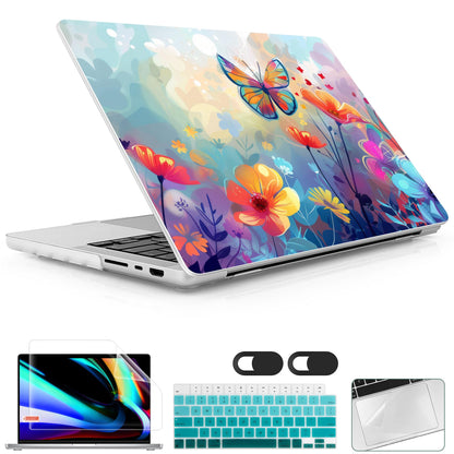 Lepeoac Case for 2026-2021 MacBook Pro 16-inch M5, Flowers & Butterflies