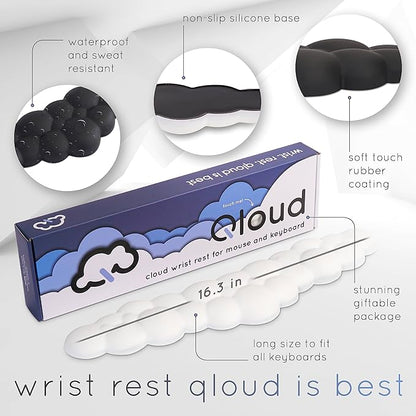 Qloud Cloud Wrist Rest Keyboard Wrist Rest for Computer Keyboard Pad, Cloud Keyboard Wrist Rest, Wrist Pad for Keyboard, Memory Foam, Non Slip Base, Comes with Mouse Pad - Pastel Pink