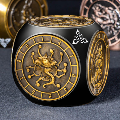 Roycevon 7 in 1 Unique Spinner DND Dice Set D&D, Metal D and D Dice with Gift Box, Dungeons Dragons Role Playing Dice, Black Gold