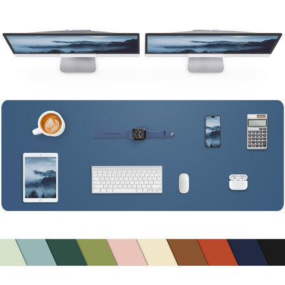 Large Desk mat, Leather Desk Pad Protector,Office Desk Mat,Mouse Pad, Non-Slip Desk Blotter, Laptop Desk Pad, Waterproof Desk Writing Pad for Office&Home (Grey Blue, 55" x 17")