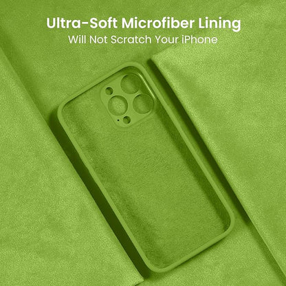 FireNova Designed for iPhone 15 Pro Max Case, Silicone Upgraded [Camera Protection] Phone Case with [2 Screen Protectors], Soft Anti-Scratch Microfiber Lining Inside, 6.7 inch, Sprout Green