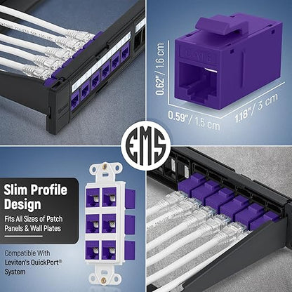 Everest RJ45 CAT6 Keystone Coupler in Purple (48-Pack) - Purple Ethernet Jacks