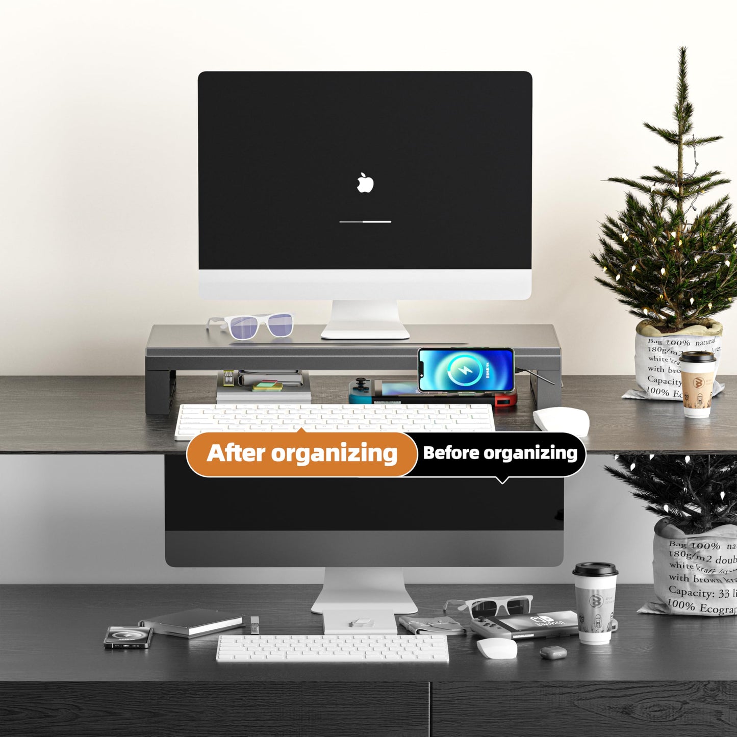 GECKOSTROLL Computer monitor stand (USB Hub Fast Charging Version, 550mm)