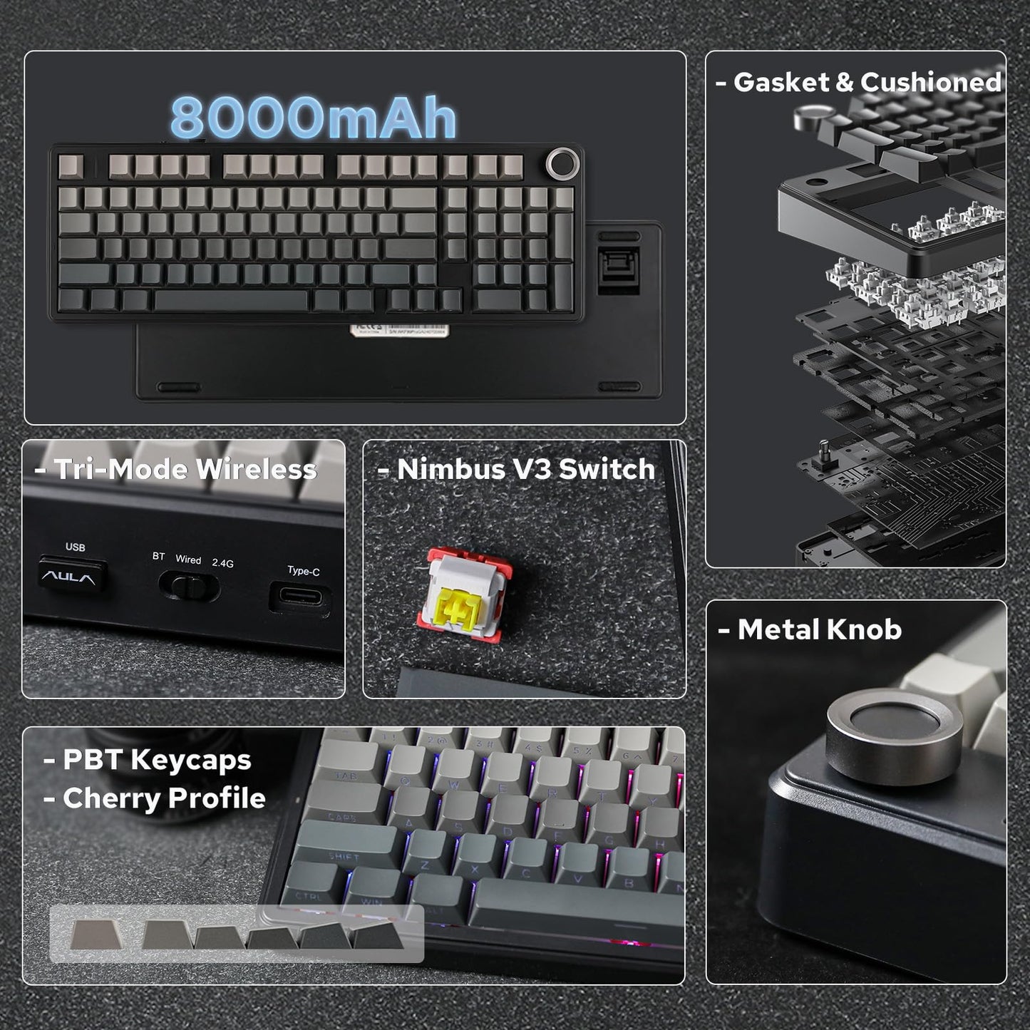 EPOMAKER Aula F99 MAX Wireless Mechanical Keyboard, Smart Screen & Knob