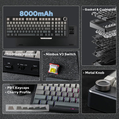 EPOMAKER Aula F99 MAX Wireless Mechanical Keyboard, Smart Screen & Knob