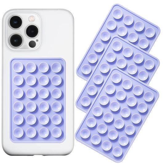 Anteel Silicone Suction Phone Case Mount 3 Pack, Silicon Adhesive Suction Cup Phone Mount, Non Slip Sticky Phone Grip for Cellphone, Strong Grip Holder for Selfies and Videos (Baby Blue)