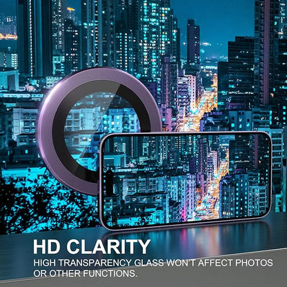 Choiche [3+1 for iPhone 14 Pro/iPhone 14 Pro Max Camera Lens Protector, 9H Tempered Glass Camera Cover Screen Protector Metal Ring Decoration Accessories (Purple)