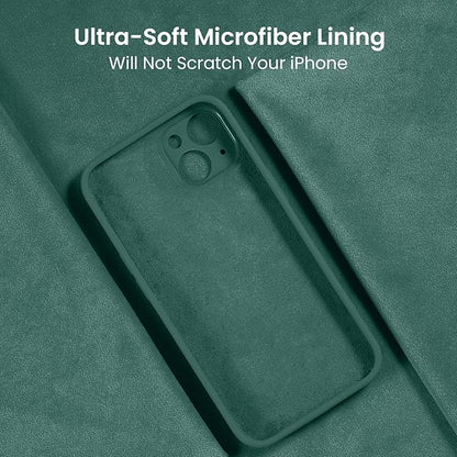 FireNova Designed for iPhone 15 Plus Case, Silicone [Camera Protection] Case with [2 Screen Protectors], Soft Anti-Scratch Microfiber Lining Inside, 6.7 inch, Midnight Green