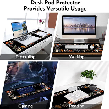 Galdas Gaming Mouse Pad XXL XL Large Long Extended Big Mousepad Non-Slip Rubber Keyboard Desk Pad with Stitched Edges for Laptop Home Office (31.5x11.8x0.08 Inch)-Floral Flower