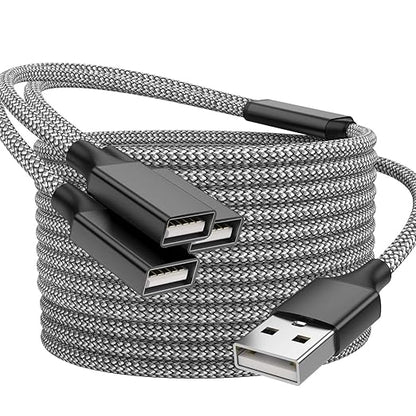 6.6FT USB A Male to 3 Female Extension Cable, USB Splitter 1 in 3 Out Support Charging and Data Transfer for Printer/Keyboard/Flash Drive/PlayStation/Laptop/LED Etc(Black)