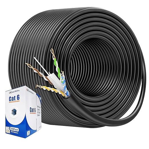 Cable Matters [UL Listed] 10Gbps in-Wall Riser Rated (CMR) 23AWG Bare Copper Cat6 Ethernet Cable - 500ft, Solid, UTP Cat 6 Ethernet Cable Spool, Cat 6 Cord Bulk, Black