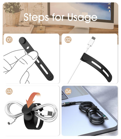 Nearockle 40Pcs Reusable Cable Ties, Adjustable Cord Organizer, Black+White