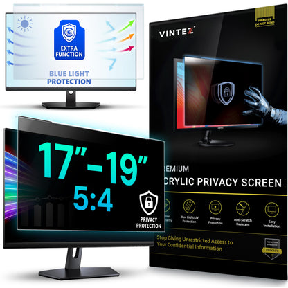 Universal Acrylic 17, 17.1, 18.1, 19 Inch Computer Privacy Screen Filter for Square Computer Monitors - 5:4 Aspect Ratio - 15.3" x 12.6" (390 x 320mm) - Monitor Frame Hanging Type
