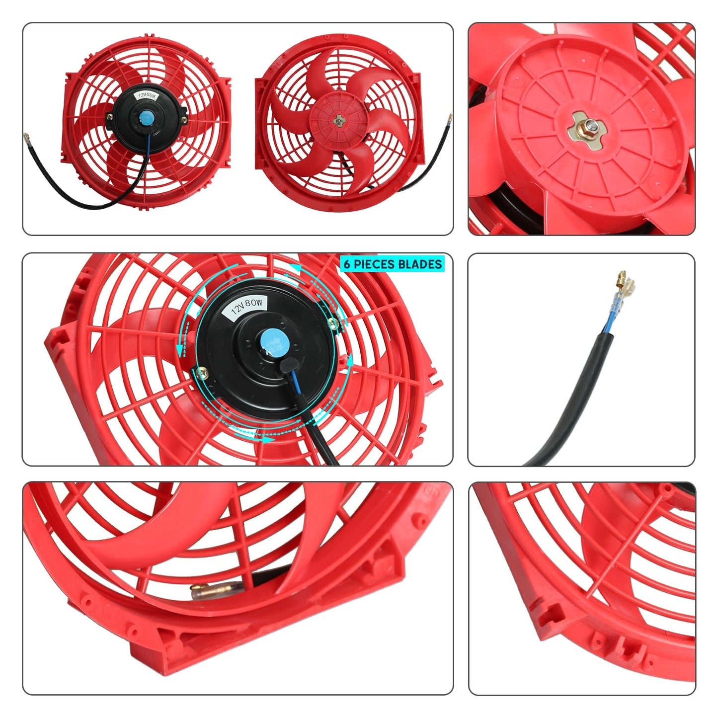 FSBCGT 2PCS 10 inch Slim Fan Push Pull Electric Radiator Cooling Fan