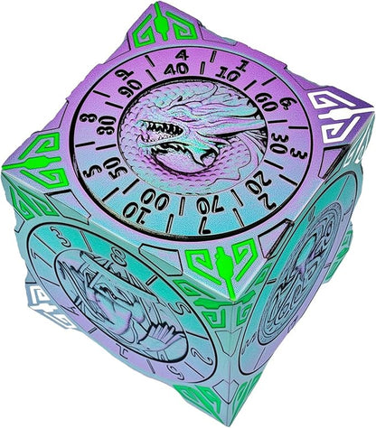 Spinner Dice 7-in-1 Metal DND Set – Premium Copper RPG Dice with 3D Monster Reliefs, Gyro Spinner & Collector’s Box for D&D,Chameleon Purple