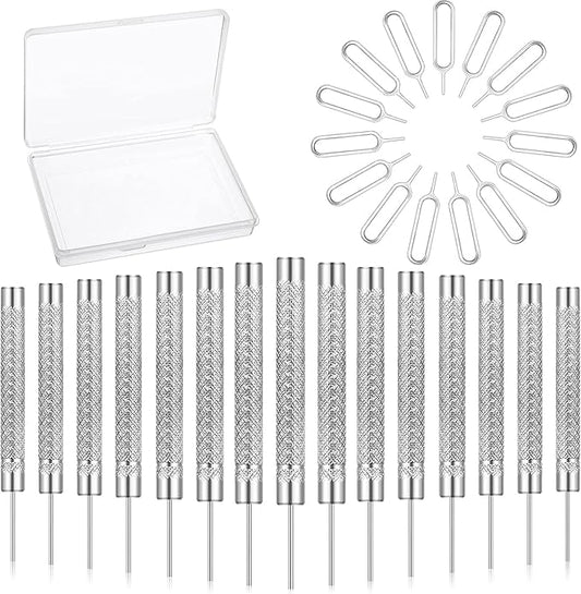 Frienda 30 Pieces SIM Card Removal Tool SIM Card Tray Eject Pins Opening Removal Tool Cellphone Eject Pin with Transparent Storage Box Packaging for Most Smart Phones, Silver, 2 Styles