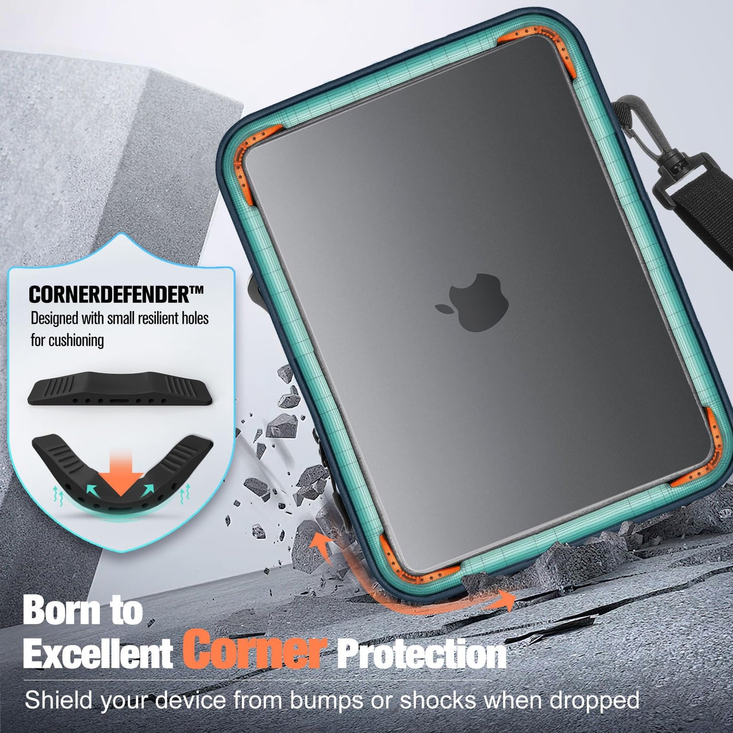 MoKo 15 Inch 360° Protective Laptop Sleeve Shoulder Bag with Earphone Port