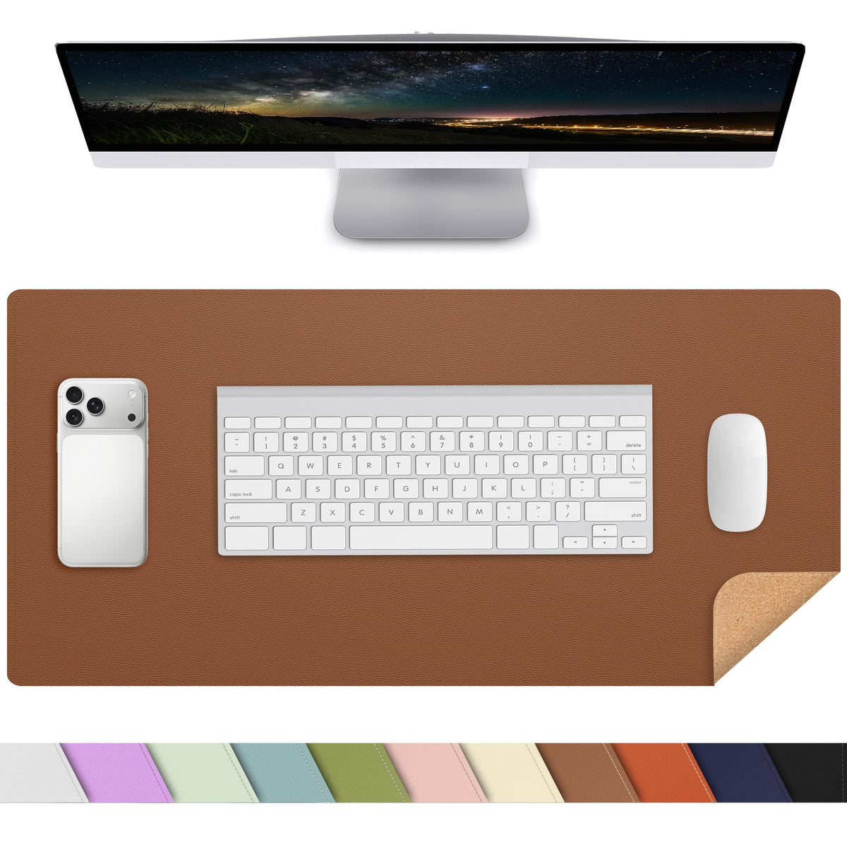 AFIING Leahter Desk Pad 47" x 17", Red,Desk Cover mat