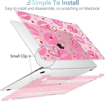 MEEgoodo for MacBook Air 13 inch Case 2021 2020 2019 2018 Released A2337 M1 A2179 A1932 with Touch ID, Plastic Hard Shell & Keyboard Cover Compatible with MacBook Air Case 13.3, Cute Kiss & Love