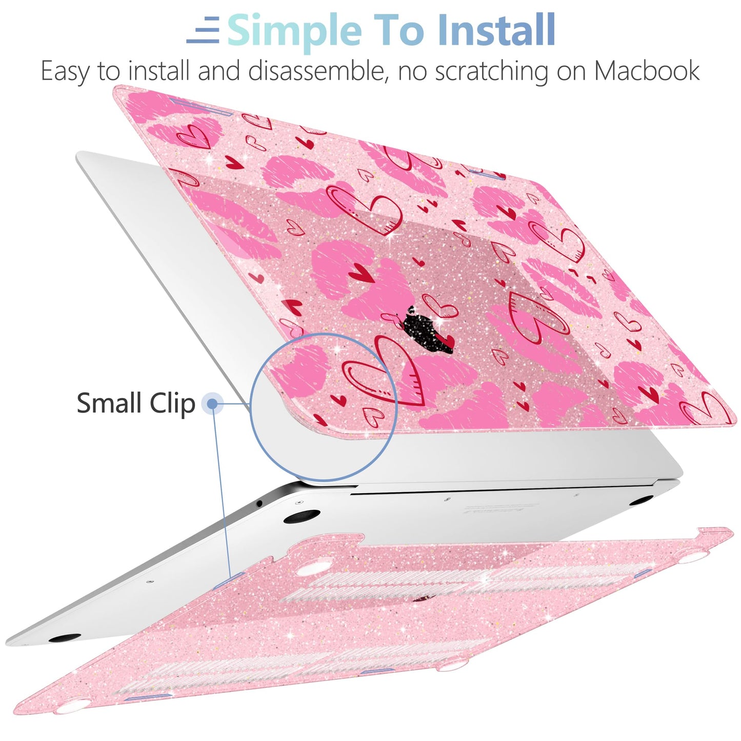 MEEgoodo for MacBook Air 13 inch Case 2021 2020 2019 2018 Released A2337 M1 A2179 A1932 with Touch ID, Plastic Hard Shell & Keyboard Cover Compatible with MacBook Air Case 13.3, Cute Kiss & Love