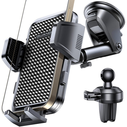 2026 Ultimate Car Phone Holder Mount (+Air Vent Clip) [Military Grade Stable], 360° Rotatable Suction Cup Car Phone Mount for Dashboard Windshield,Truck Cradle Stand for iPhone 17 16 Pro Max Samsung