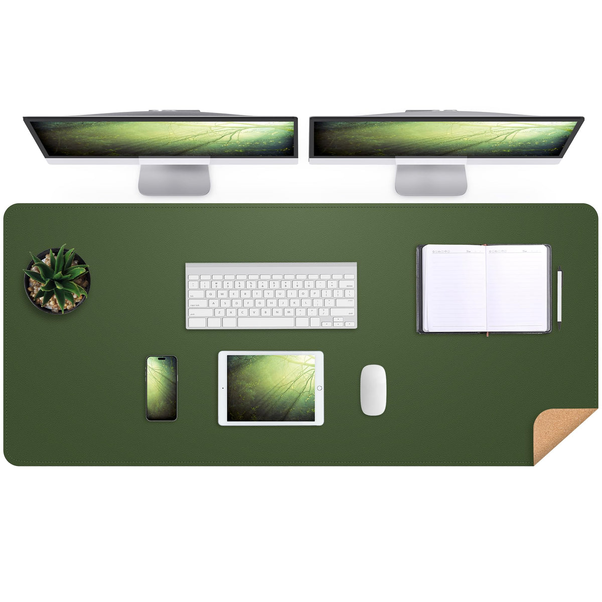 AFIING Leahter Desk Pad 47" x 17", Red,Desk Cover mat