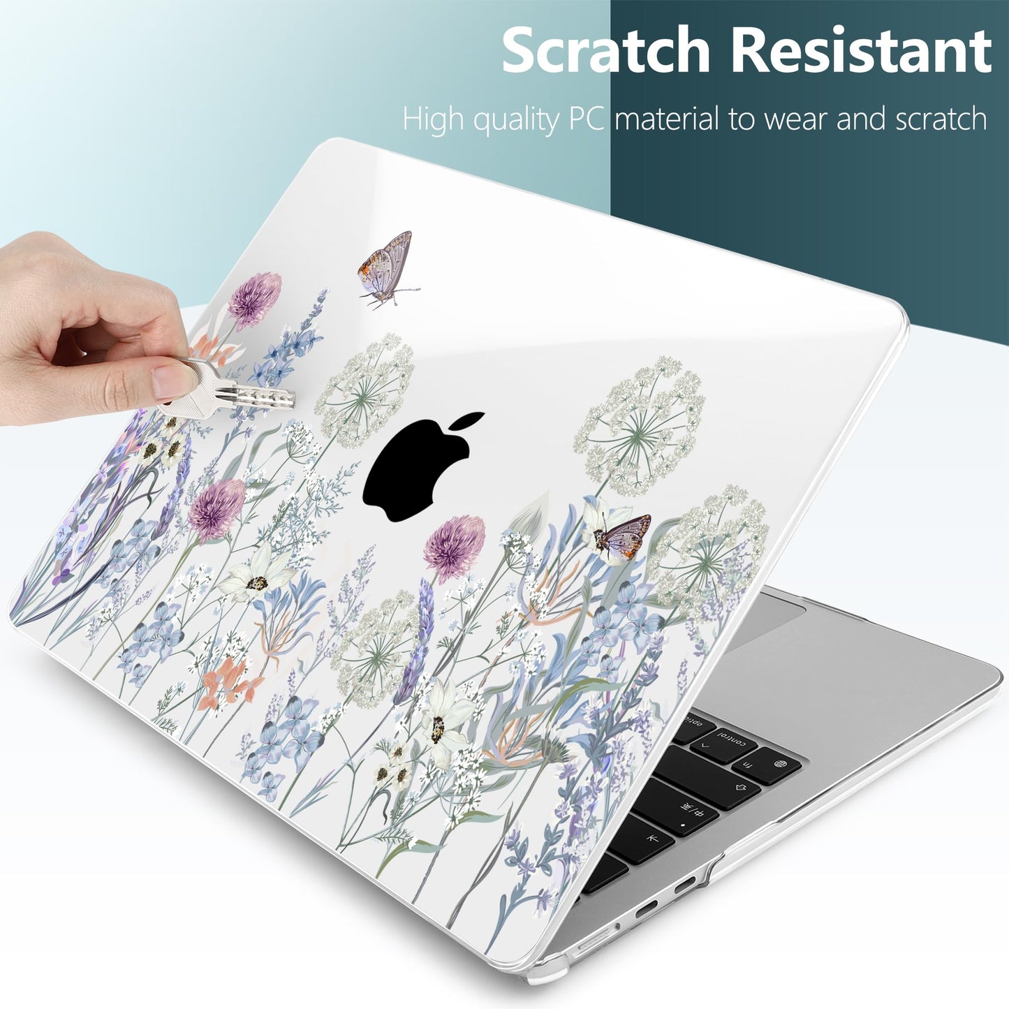 TWOLSKOO for MacBook Air 15 inch Case 2026 2025 2024 2023 Release M5 A3448 M4 A3241 M3 A3114 M2 A2941, Plastic Hard Shell & Screen Protector & Keyboard Cover & Type C Adapter, Dandelions