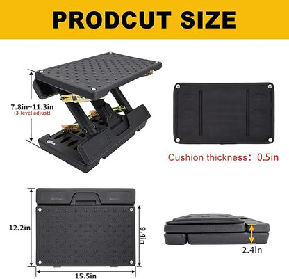 Adjustable Foot Rest Under Desk - Ergonomic Office Foot Stool with Massage, Leg Rest for Desk, Anti-Slip Design for Home & Work, Improves Posture (PB-Black)