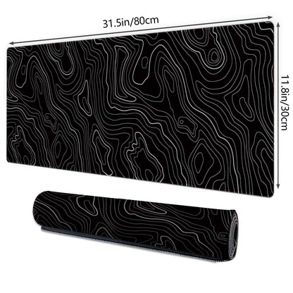 Galdas Mouse Pad For Gaming,XXL XL Large Mouse Mat Long Extended MousePad Desk Mat Non-Slip Rubber Mice Pads Stitched Edges Thin (31.5 x 11.8 x 0.12 Inches) Topographic Map