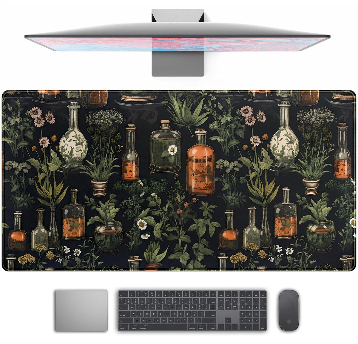 Desk Mat Forest Library Book Mouse Pad Big Desk Pad XXL Extended Gaming Large Mouse Pad for Desk Rubber Base Mousepad with Stitched Edges, Keyboard Mouse Mat for Work Game Office Home 31.5x15.7 in