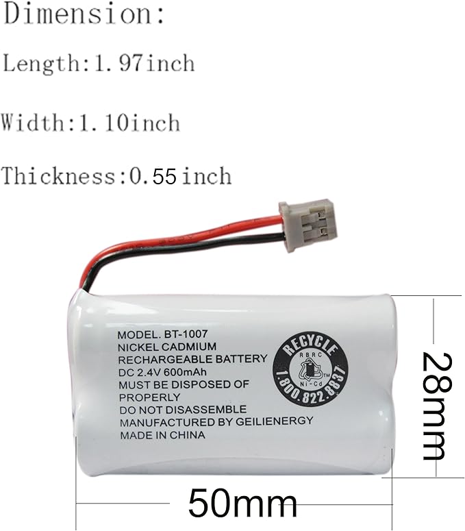 GEILIENERGY BT-1007 Cordless Phone Battery Compatible with Uniden BT1007 BT904 BT-904 BT1015 BT-1015 BBTY0651101 BBTY0460001 BBTY0510001 BBTY0624001 BBTY0700001 HHR-P506 HHR-P506A(3-Pack)