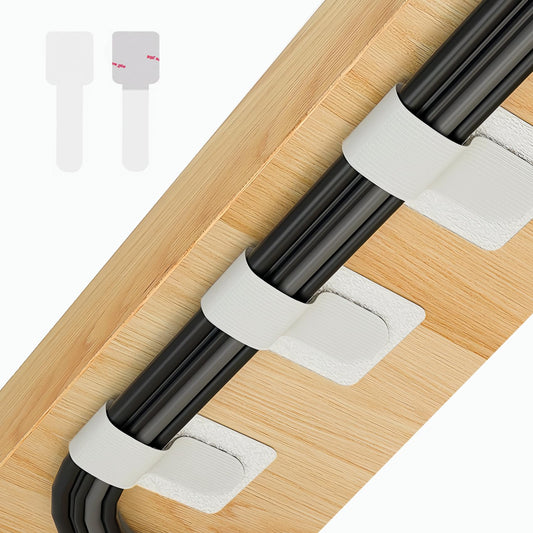 Abnii 50 PCS Hook and Loop Cable Ties, Under Desk Cable Management, White
