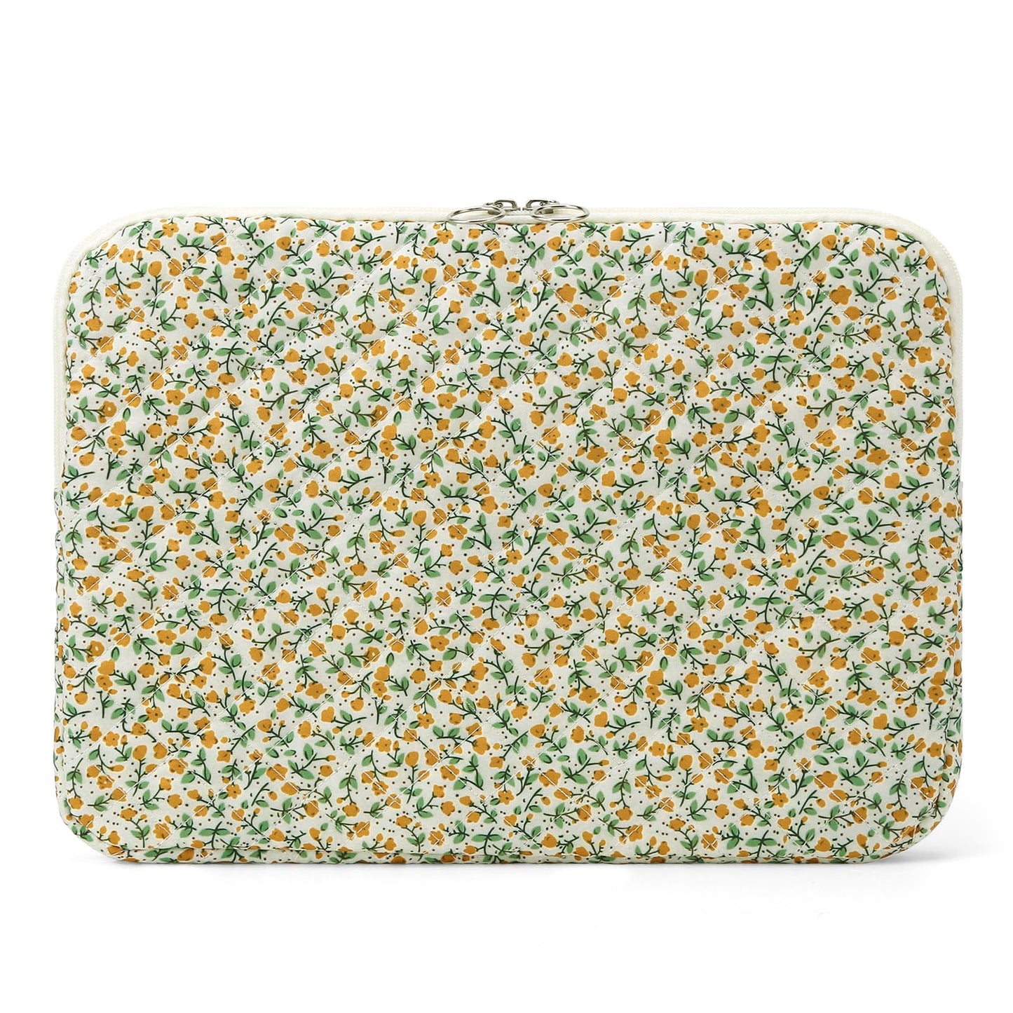 Puffy Laptop Sleeve 13-15.6 Inch Cute Quilted Laptop Protective Case Padded Floral Computer Sleeve for MacBook (B-Yellow, 13 Inch)