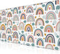 Mouse Pad, Large Boho Rainbow Desk Mat, Extended Non-Slip Gaming Keyboard Mousepad Desk Pad, Thick Stitched Edges Waterproof Mouse Mat 31.5"x15.7" (Scandi Rainbow and Stars Clouds)