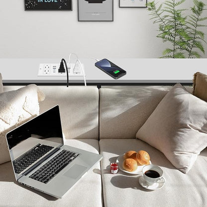 30W Recessed Power Strip USB C, Desk Flush Mount Outlet Plug in 6 AC & 8 USB Ports for Furniture Conference Power Hub, 6FT